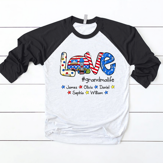 Lofaris Custom Usa Flag Love Grandma Life Baseball Shirt