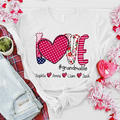 Lofaris Custom Valentines Heart Grandma And Kids T - Shrit