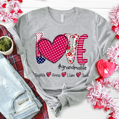 Lofaris Custom Valentines Heart Grandma And Kids T - Shrit
