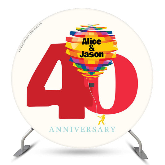 Lofaris Custom White 40 Years Round Anniversary Backdrop
