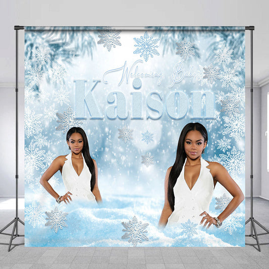 Lofaris Custom Winter Wonderland Snowflake Baby Shower Backdrop