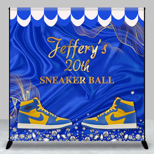 Lofaris Custom Yellow Blue Sneaker Ball Birthday Backdrop