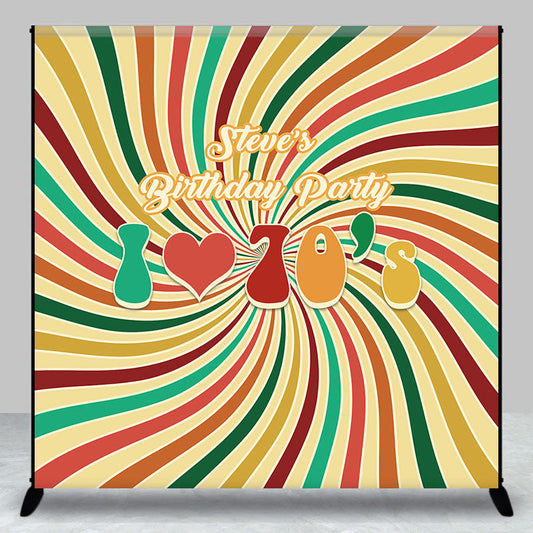 Lofaris Custom Yellow I Love 70s Birthday Party Backdrop