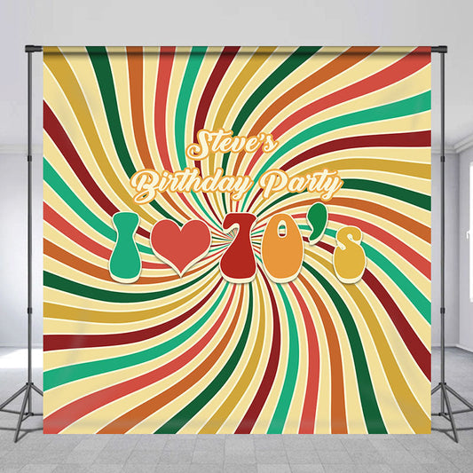 Lofaris Custom Yellow I Love 70s Birthday Party Backdrop