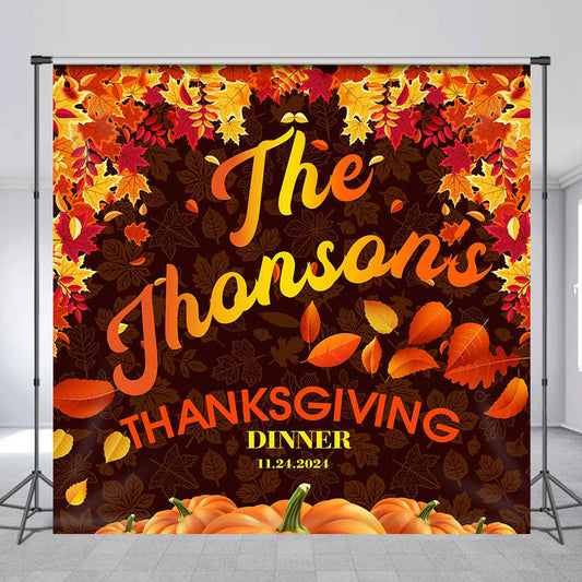 Lofaris Custom Yellow Leaves Thanksgiving Dinner Backdrop