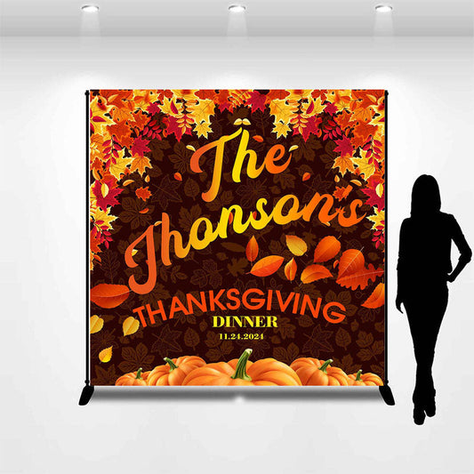 Lofaris Custom Yellow Leaves Thanksgiving Dinner Backdrop