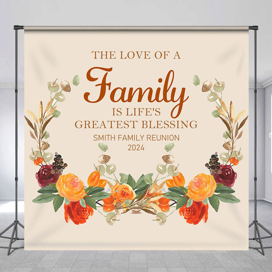 Lofaris Customized Blessing Floral Family Reunion Backdrop