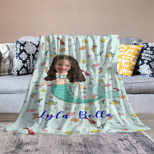 Lofaris Customized Mermaid Marine Organism Blanket For Girl
