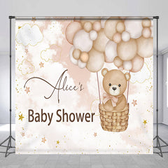 Lofaris Customized Name Balloons Bear Baby Shower Backdrop