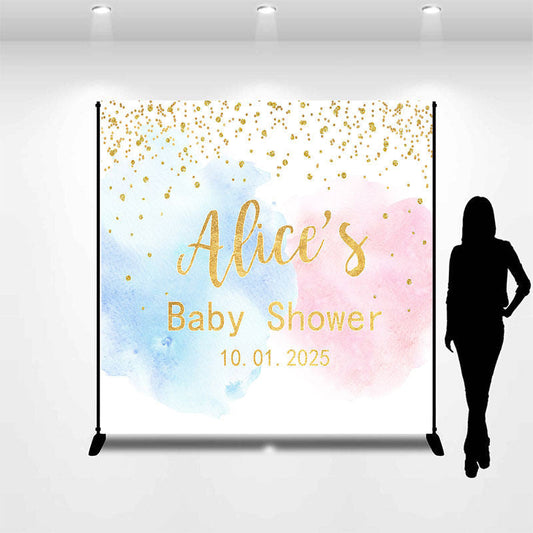 Lofaris Customized Name Blue And Pink Baby Shower Backdrop