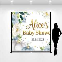 Lofaris Customized Name Floral Pumpkin Baby Shower Backdrop