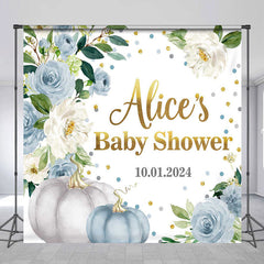 Lofaris Customized Name Floral Pumpkin Baby Shower Backdrop