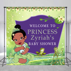 Lofaris Customized Name Frog Princess Baby Shower Backdrop