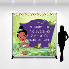 Lofaris Customized Name Frog Princess Baby Shower Backdrop
