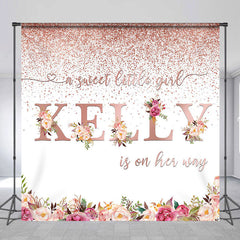 Lofaris Customized Name Glitter Floral Baby Shower Backdrop