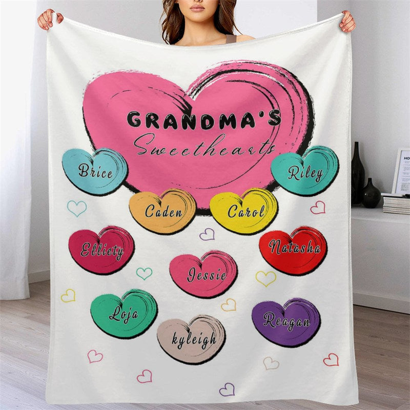 Lofaris Customized Name Heart Patterns Warm Family Blanket