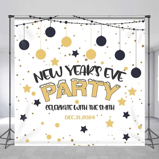 Lofaris Customized Name Kids Party White New Year Backdrop
