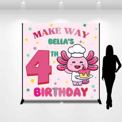 Lofaris Customized Name Make Way Pink 4th Birthday Backdrop