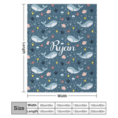 Lofaris Customized Name Ocean Fish And Whales Warm Blanket