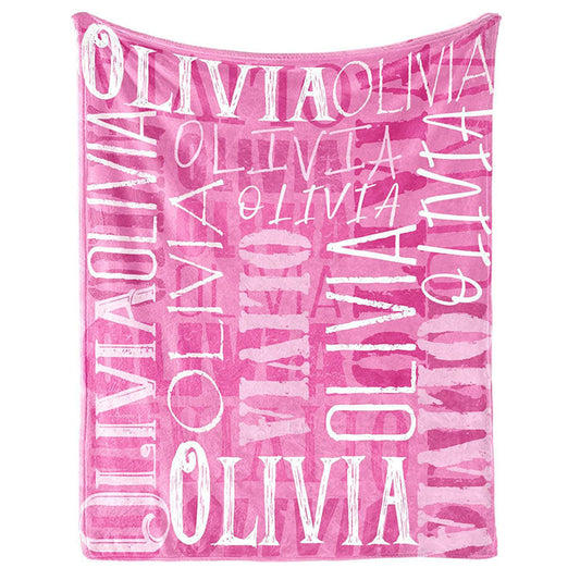 Lofaris Customized Name Pink Text Type Setting Gifts Blanket