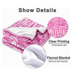 Lofaris Customized Name Pink Text Type Setting Gifts Blanket