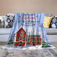 Lofaris Customized Name Red Castle Snowy Christmas Blanket