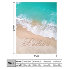 Lofaris Customized Name Sandbeach Sea Wave Snuggly Blanket