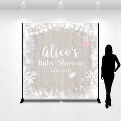 Lofaris Customized Name Snowflake Wood Baby Shower Backdrop