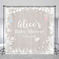 Lofaris Customized Name Snowflake Wood Baby Shower Backdrop