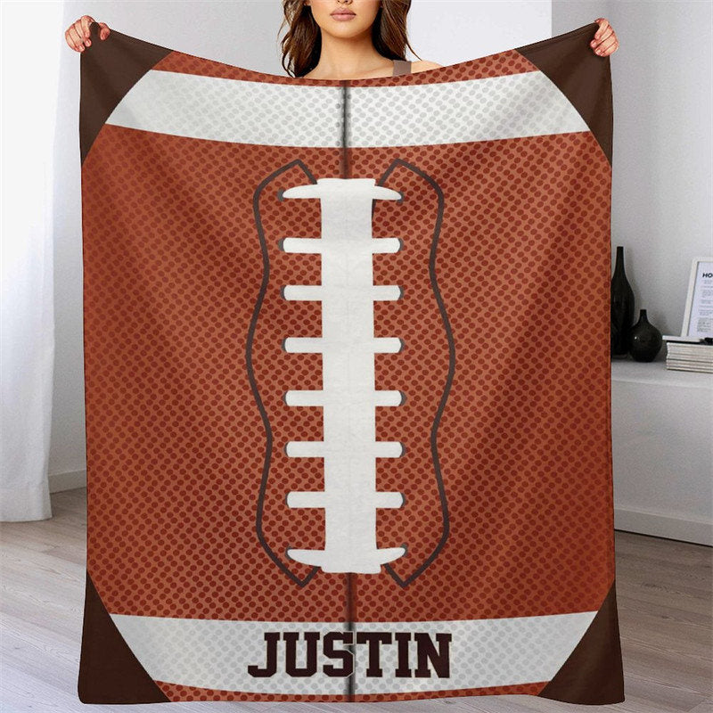 Lofaris Customized Name Sports Rugby Brown Snuggly Blanket