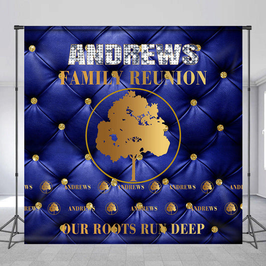 Lofaris Customized Name Tree Blue Family Reunion Backdrop