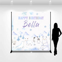 Lofaris Customized Name Winter Animals Birthday Backdrop