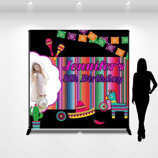 Lofaris Customized Photo Mexican Stripes Birthday Backdrop