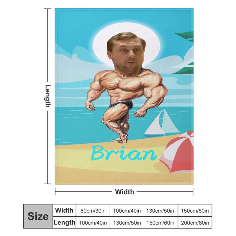 Lofaris Customized Photo Musle Man Coastal Beach Blanket