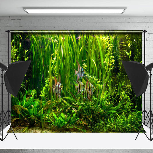 Lofaris Cute Angelfish Green Seaweeds Summer Photo Backdrop