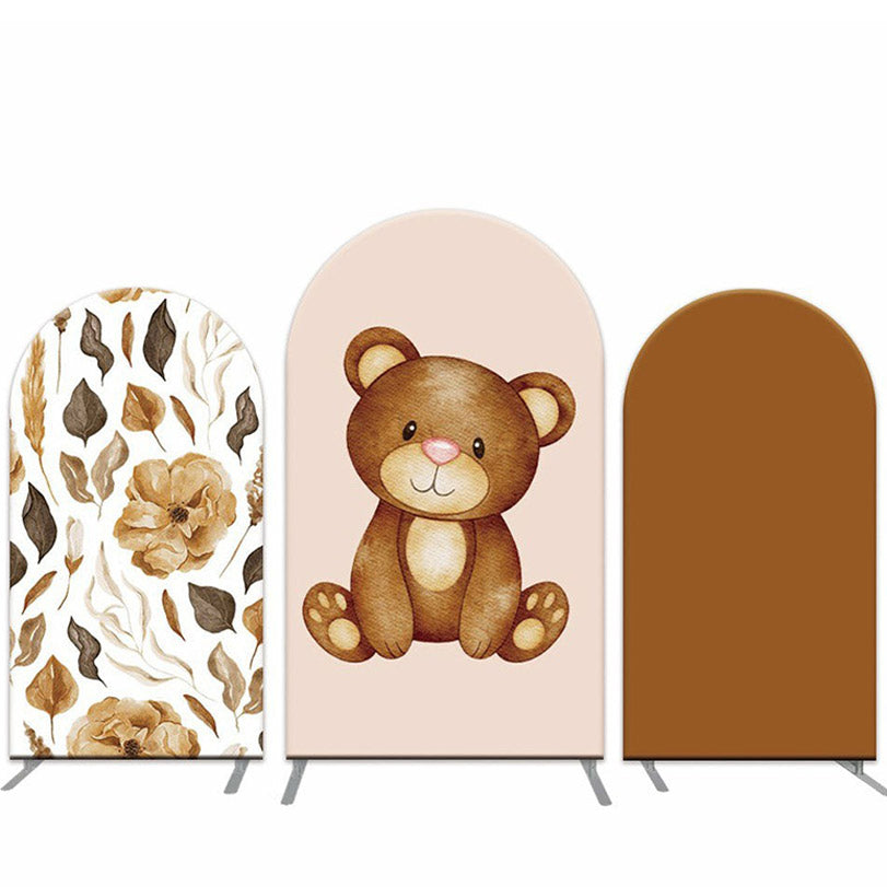 Lofaris Cute Bear Floral Arch Backdrop Cover For Baby Shower