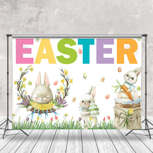 Lofaris Cute Bunny Spring Grass Photography Easter Backdrop
