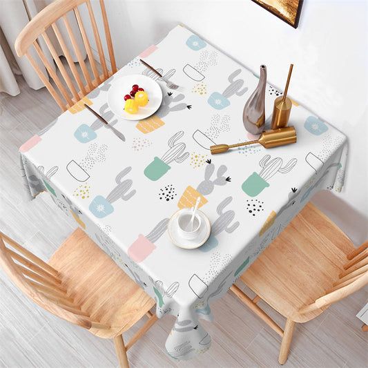 Lofaris Cute Cacuts Patterns Plant White Square Tablecloth
