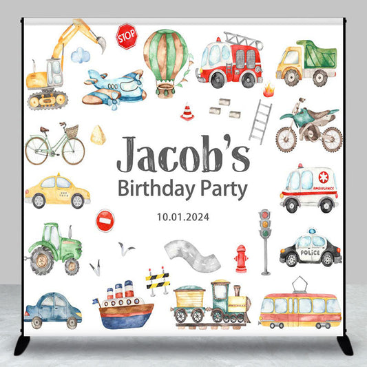 Lofaris Cute Car Trucks Ship Bird Custom Birthday Backdrop