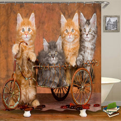 Lofaris Cute Cartoon Cats Shower Curtain Cat Lovers Gift