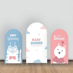 Lofaris Cute Cat Dog Pink Blue Baby Shower Arch Backdrop Kit