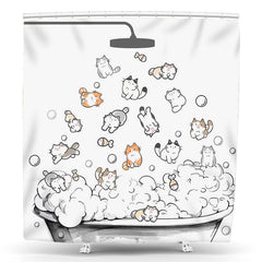 Lofaris Cute Cats Shower Tub Bubble Simple Curtain