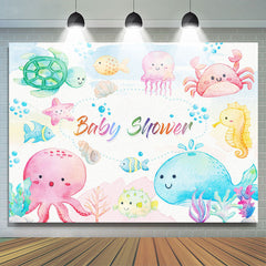 Lofaris Cute Colorful Undersea Creatures Baby Shower Backdrop