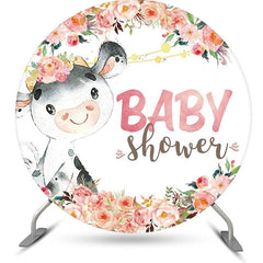 Lofaris Cute Dairy Cow Flowers Circle Baby Shower Backdrop