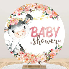 Lofaris Cute Dairy Cow Flowers Circle Baby Shower Backdrop