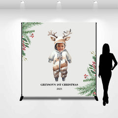 Lofaris Cute Deer Cloth Custom 1st Christmas Birthday Backdrop