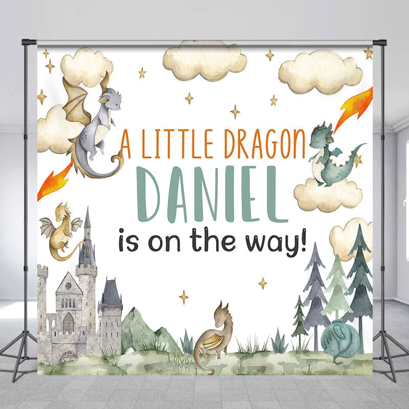 Lofaris Cute Dragons Castle Tree Custom Baby Shower Backdrop