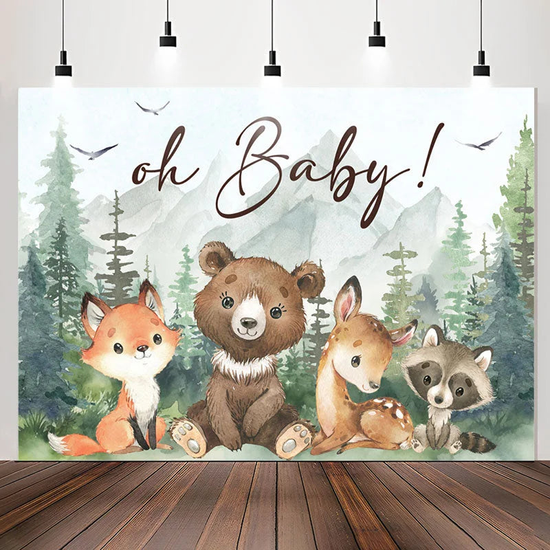 Lofaris Cute Jungle Animals Forest Oh Baby Shower Backdrop