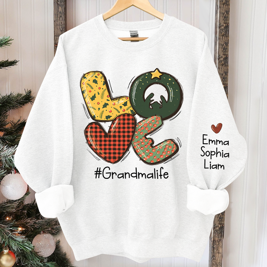 Lofaris Love Christmas Sweatshirt Custom Grandma & Kids Gift TH