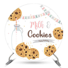 Lofaris Cute Milk Cookies Happy Birthday Round Backdrop
